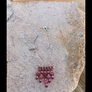 Red Crystal and Heart Necklace ❤