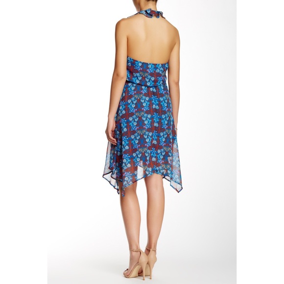 BeBop Chiffon Blue Print Handkerchief Dress - Picture 3 of 4
