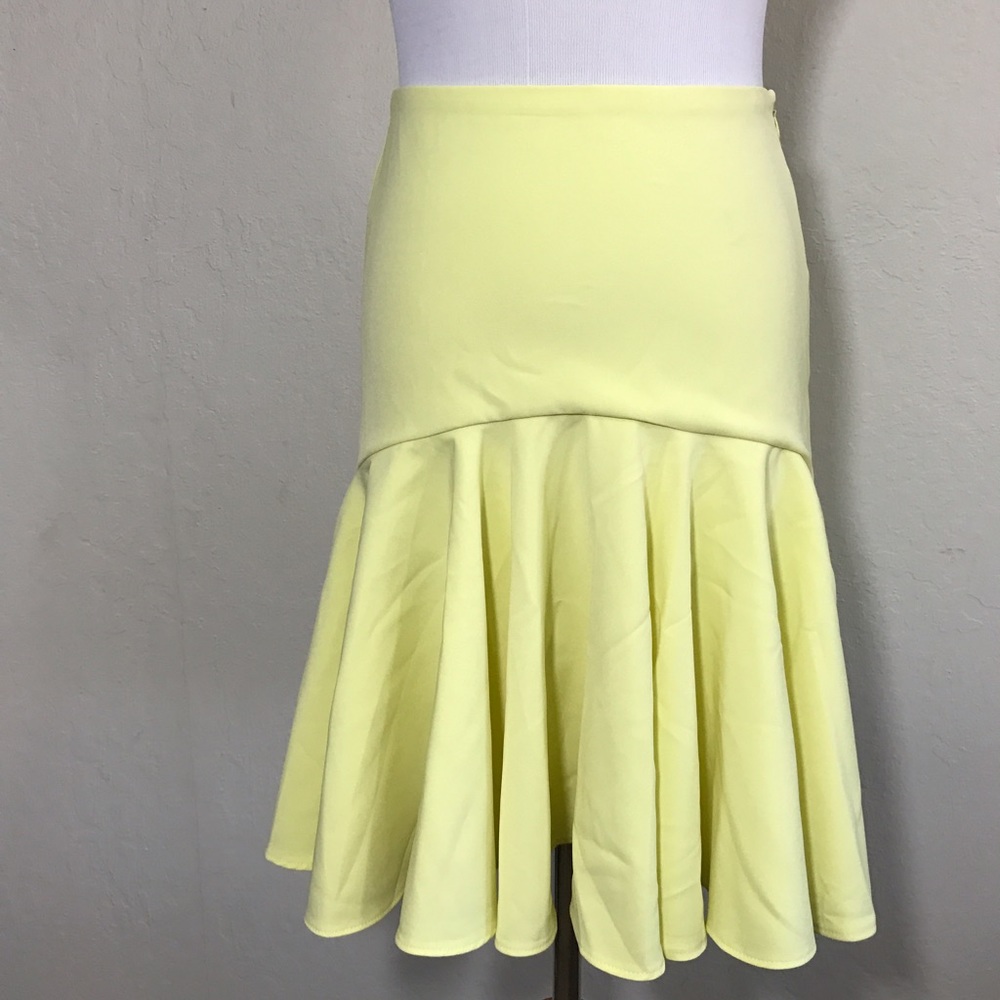ASOS Yellow Midi Skirt with Drop Peplum Hem - Picture 2 of 4