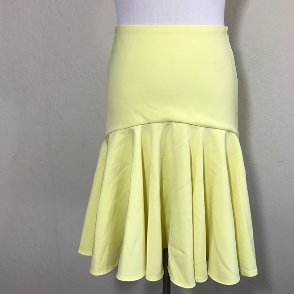 ASOS Yellow Midi Skirt with Drop Peplum Hem - Picture 2 of 4