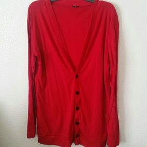 Red cardigan