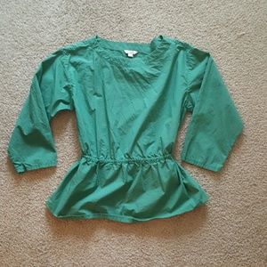 Peplum casual emerald green top