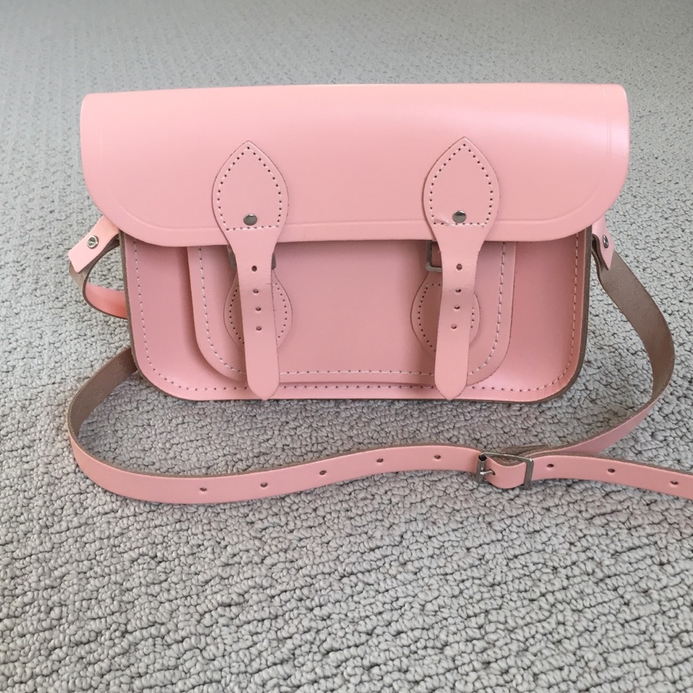 Pink 11" Leather Cambridge Satchel