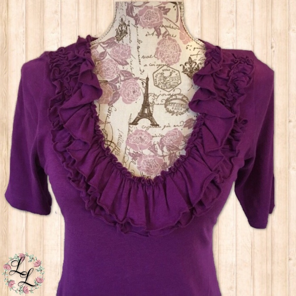 Express 3/4 Sleeve Ruffle Blouse