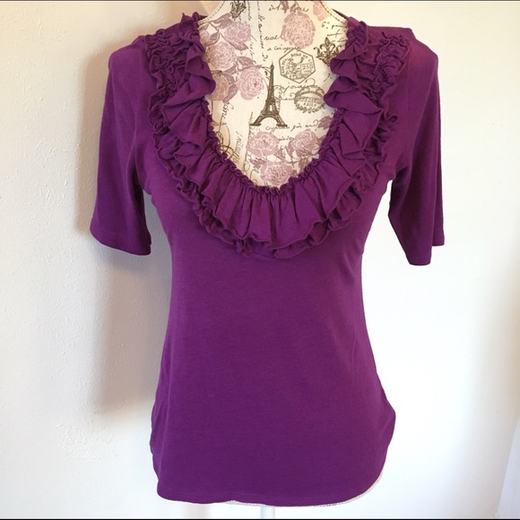 Express 3/4 Sleeve Ruffle Blouse - Picture 2 of 3