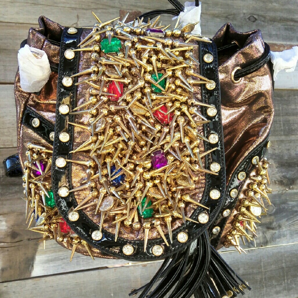 Brown Haiying Snider Rock Chic Backpack Purse