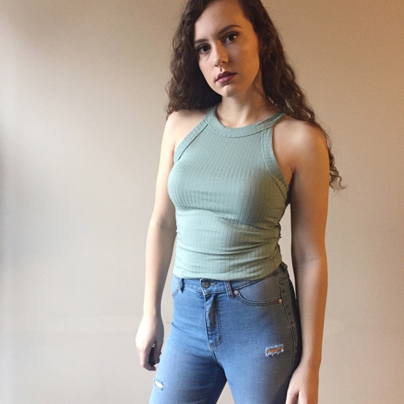 Ribbed high neck tank top - Picture 3 of 4