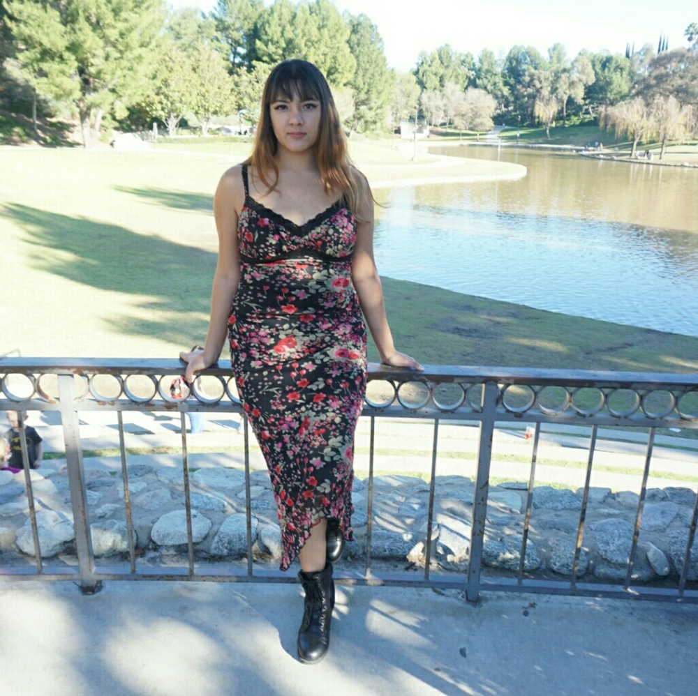 Red and black Flower dress m/l