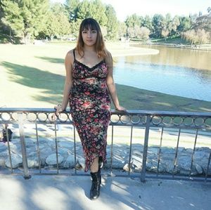 Red and black Flower dress m/l