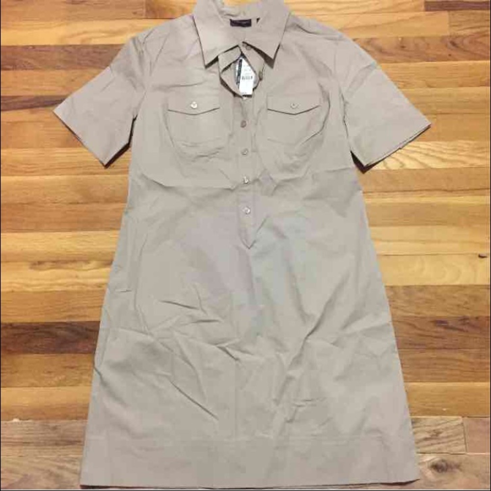 New York &Company Dress Shirt Dress in beige