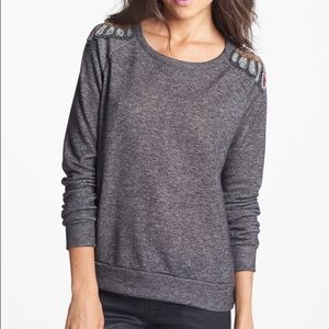 Chloe K Beaded Shoulder Sweatshirt