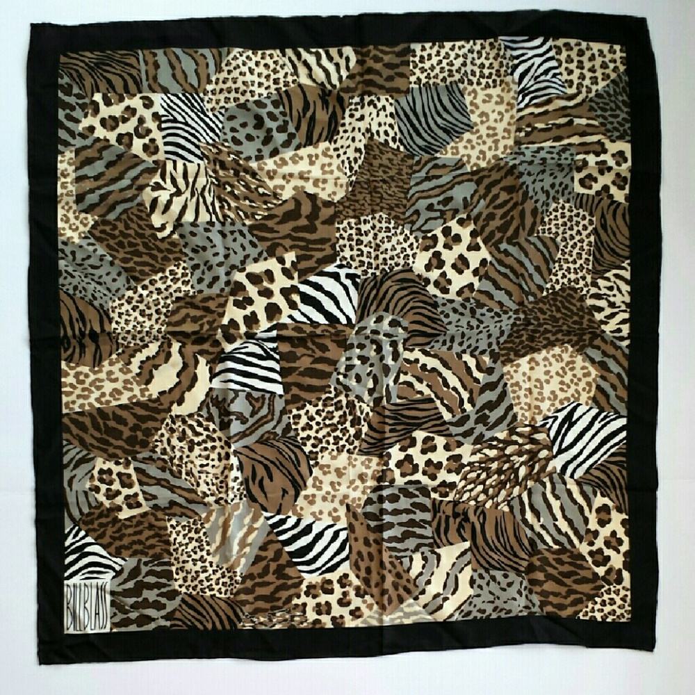 Vintage 80s BILL BLASS Animal Print Scarf