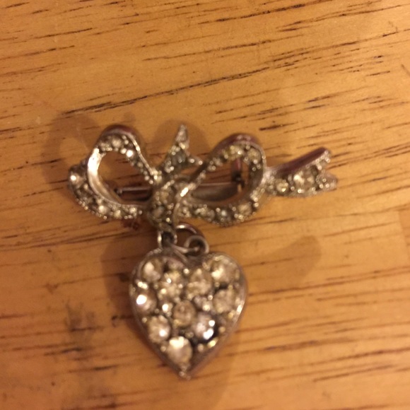 Vintage heart rhinestone locket brooch - Picture 4 of 4