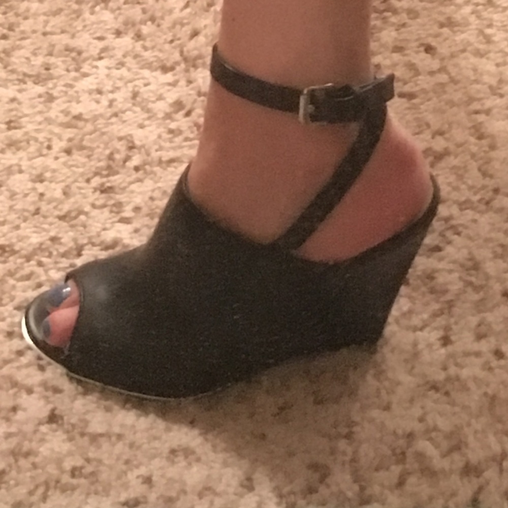 Design Lab - black ankle wrap wedges