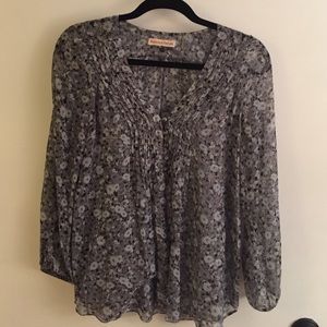 Rebecca Taylor Silver Blue Floral Blouse 2