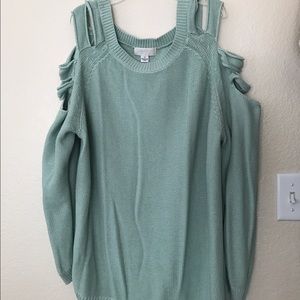 Minty shoulder less  sweater