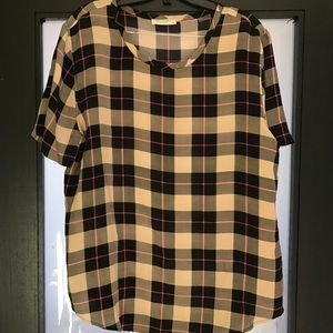 Equipment plaid silk blouse