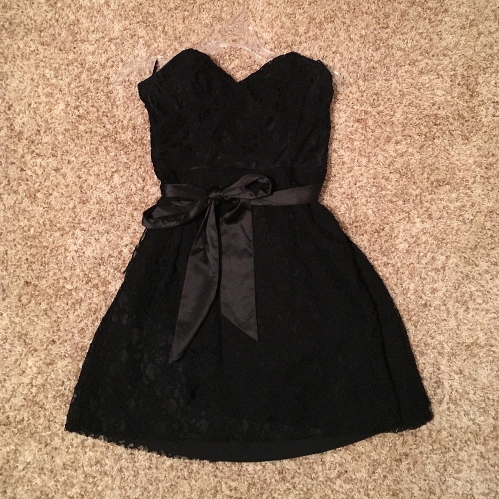 Express Black Dress with Lace Overlay