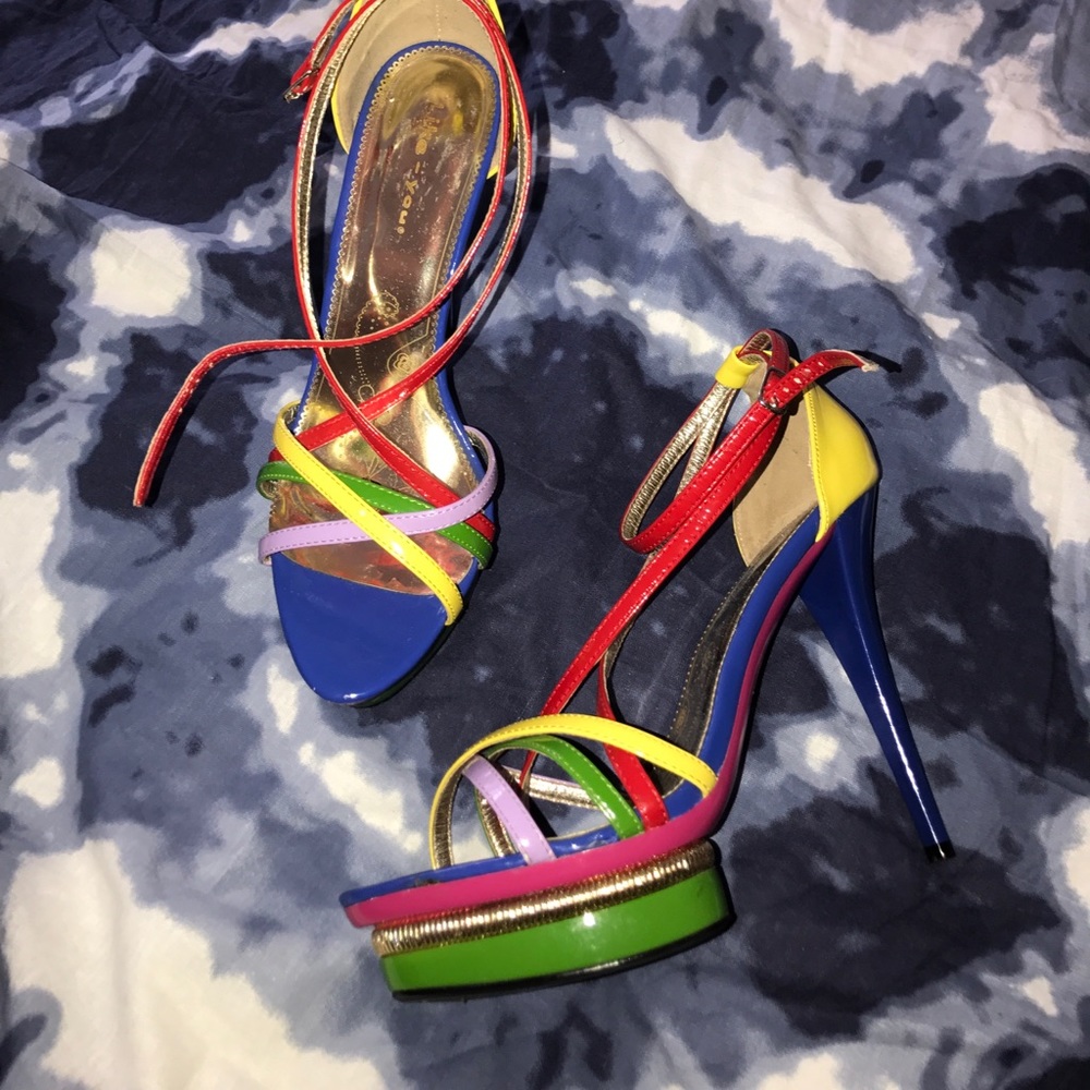 Multicolored panel heels SOLD