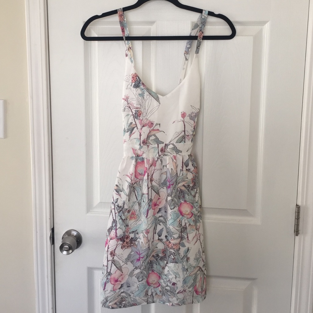 Cross back strapped floral dress