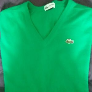 LACOSTE GREEN V-NECK SWEATER