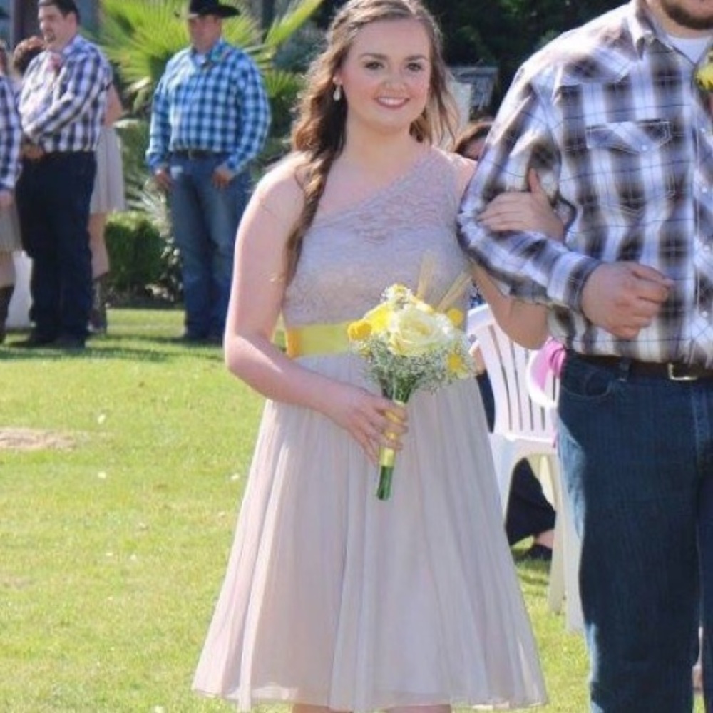 Bridesmaid Dress One Shoulder Corded Lace