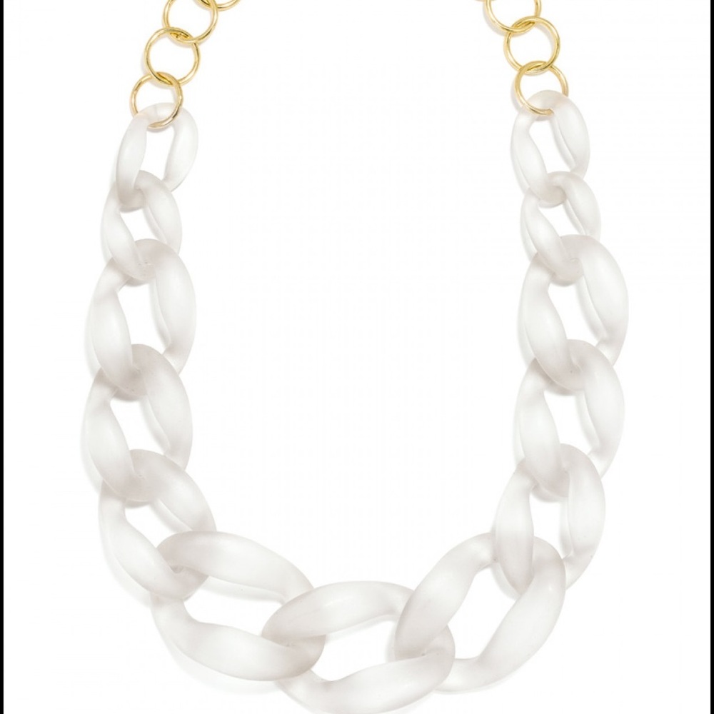 Frosted white/gold Porto links BaubleBar necklace