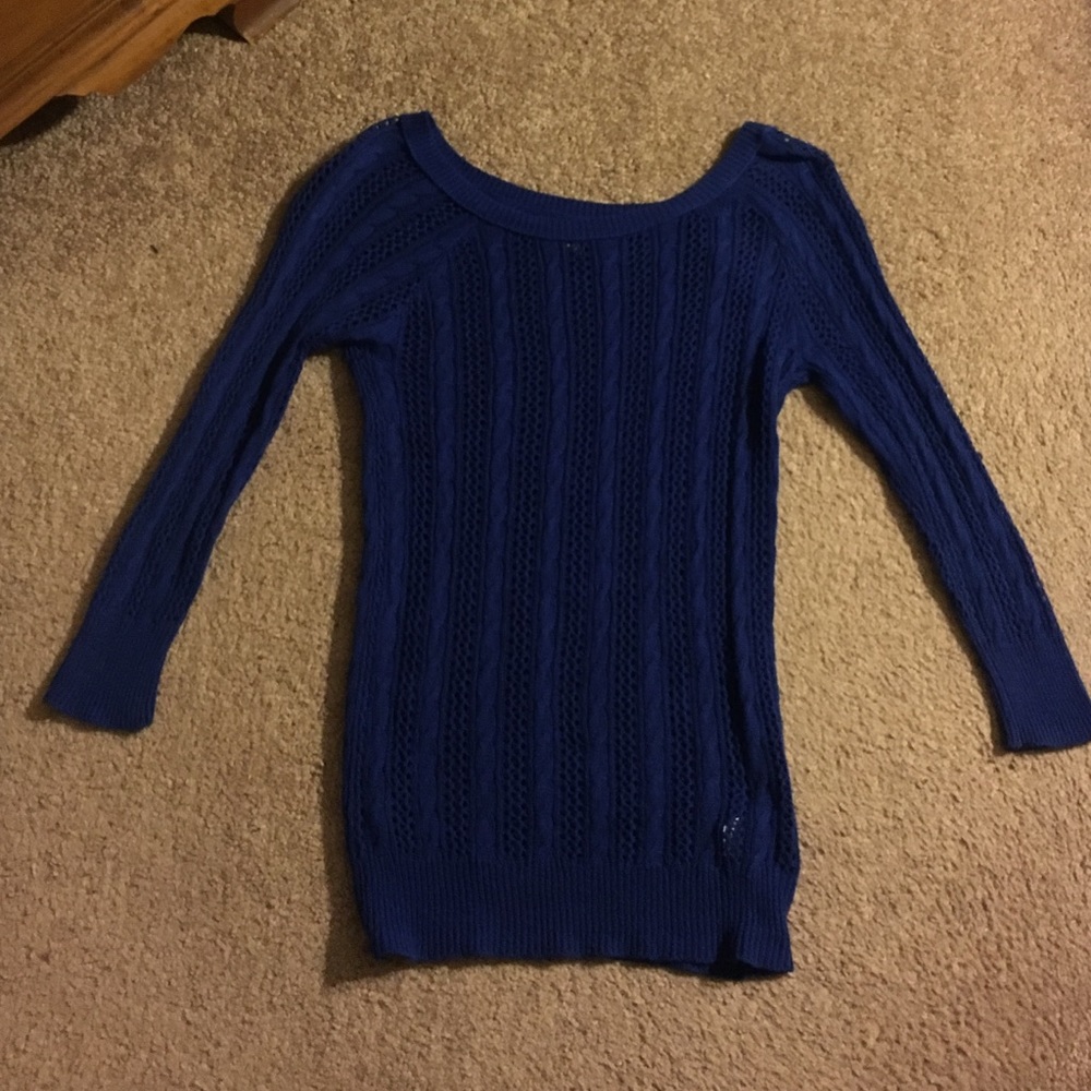 Royal Blue Crocheted Sweater