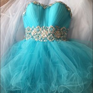 Prom / Formal Aqua Beaded Short Dress