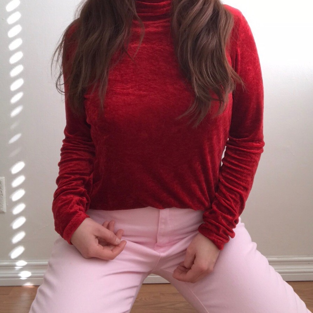 vintage Red Velvet Turtleneck