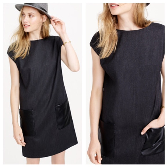 J. Crew Dresses & Skirts - 🎉Sale🎉 Crew faux leather pocket shift dress