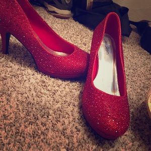 red 2 inch sparkly heels