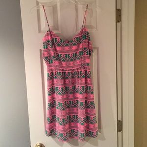 Pink and green Aztec print dress