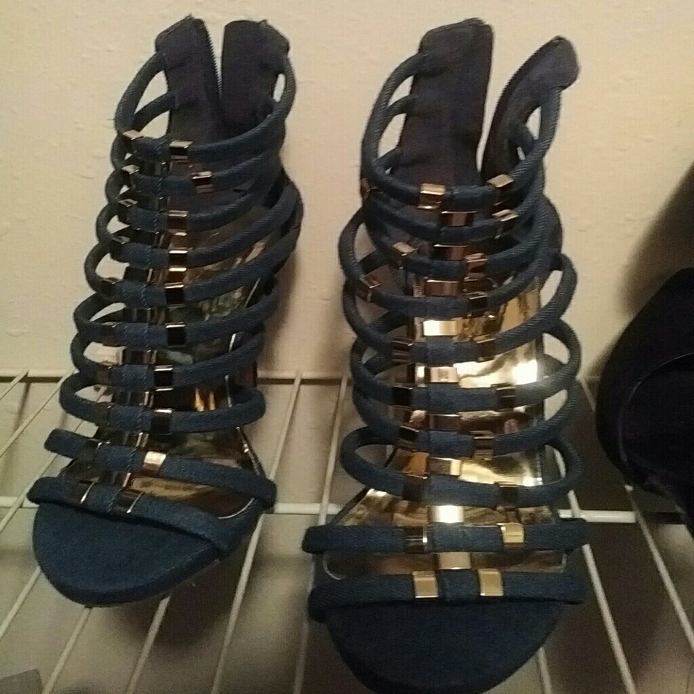 Denim high heels