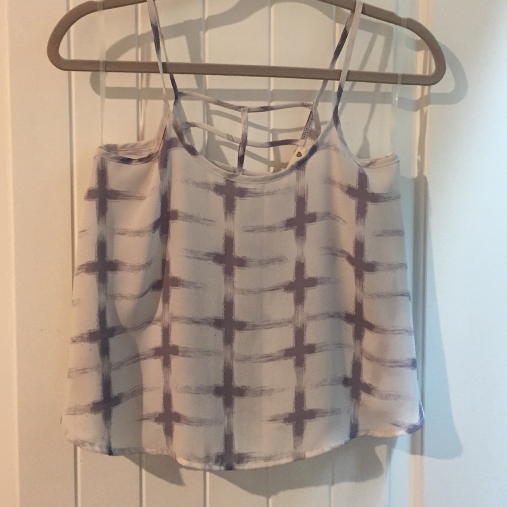 Purple and white cross blouse