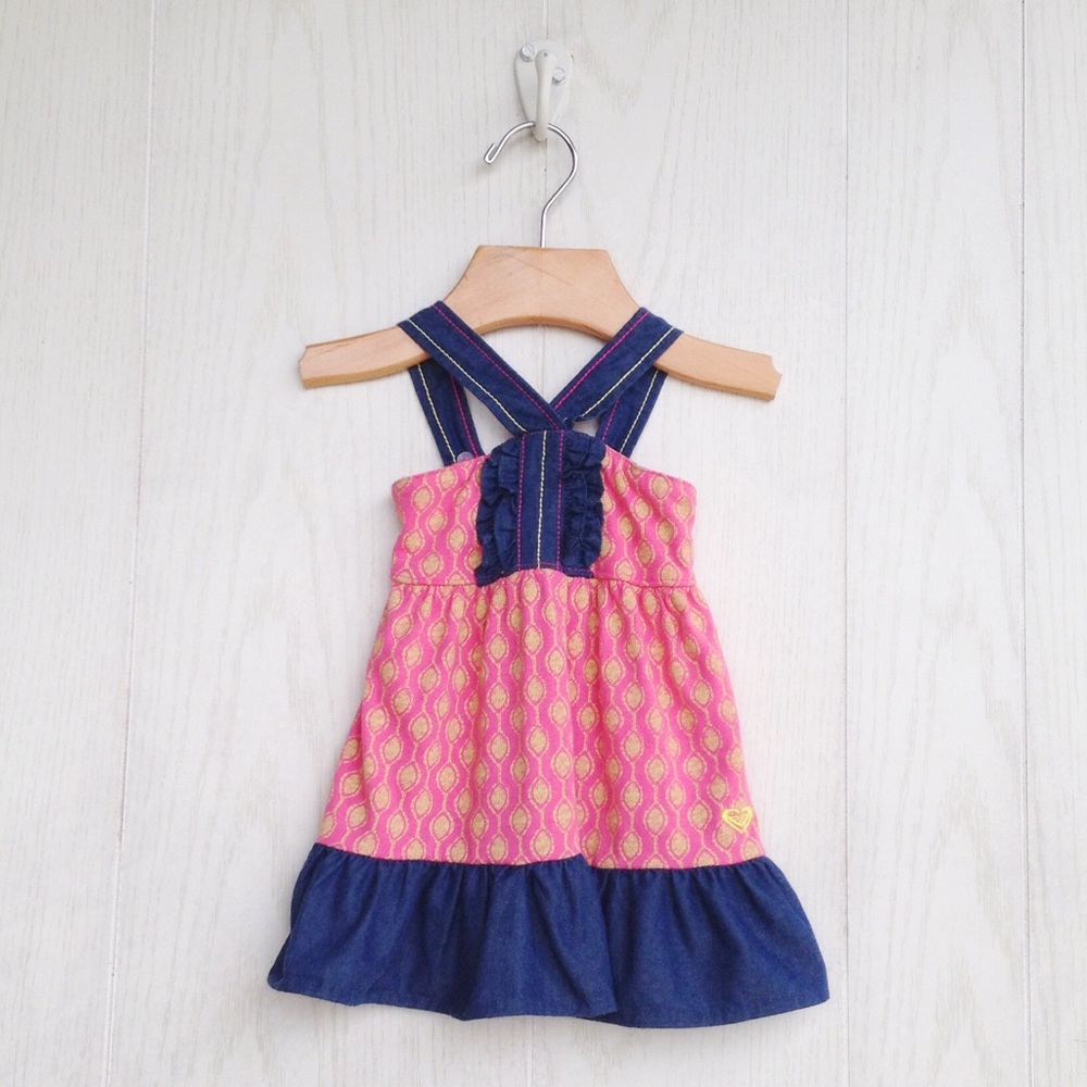Roxy Printed Dress with Denim Trim