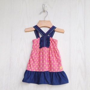 Roxy Printed Dress with Denim Trim