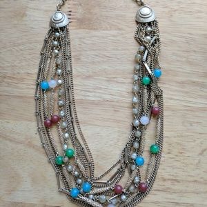 Gold and Bead Multi-strand Statement Necklace