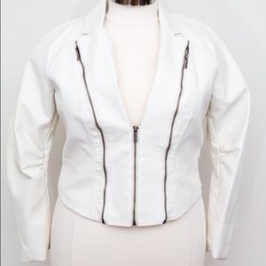 Manifesto White Faux Leather With Zipper Detail