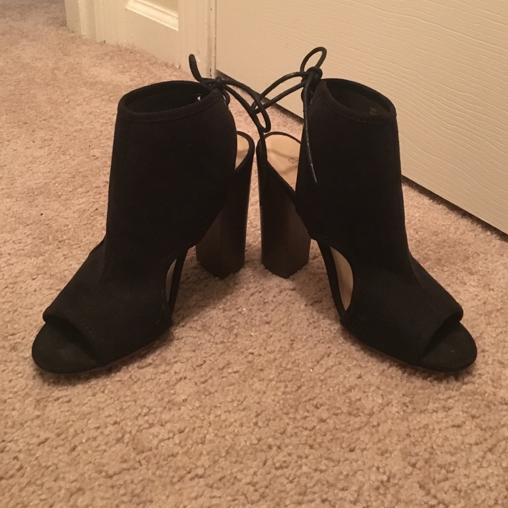 Black suede ankle booties