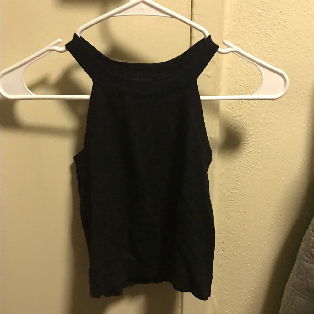black high neck knit top