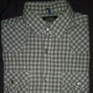 KENNETH COLE STRIPED BUTTON-DOWN SHORT SLEEVE
