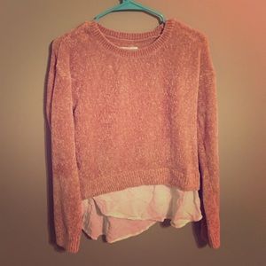 Long sleeved fuzzy sweater