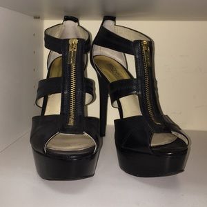 Michael Kors gold zipper platform heel