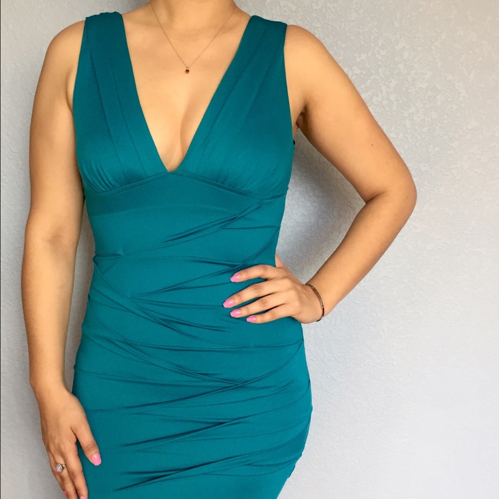 Form Fitting Teal Dress