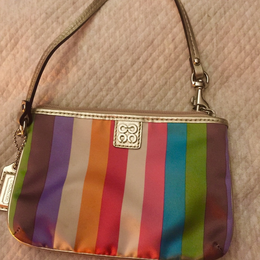 Coach multi color wristlet