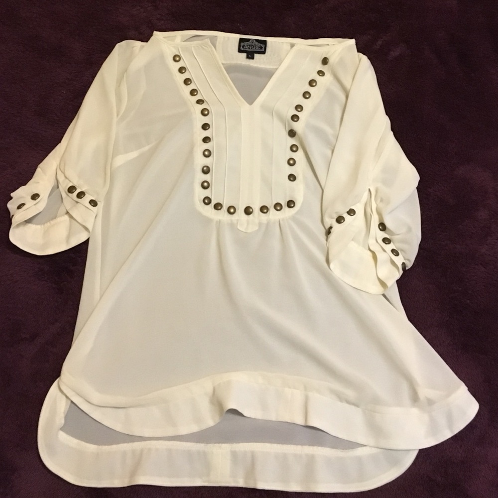 White blouse from apricot lane! Real studs!