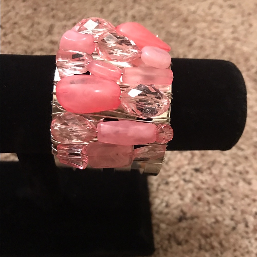 Pink jewel cuff bracelet