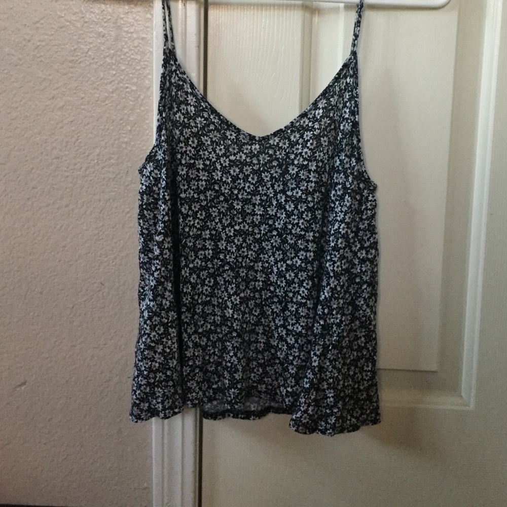 Black flowy shirt with grey flowers