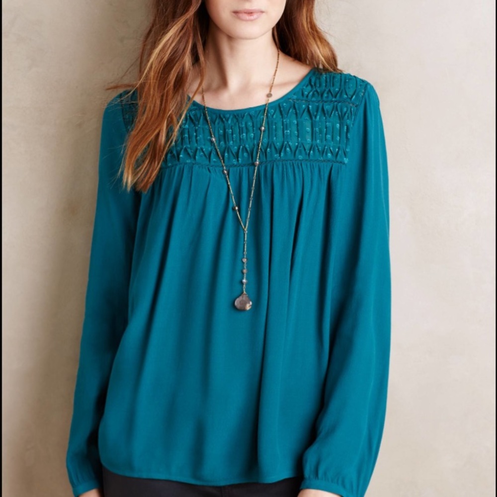 NWT Anthropologie Laurel Smock Blouse size M